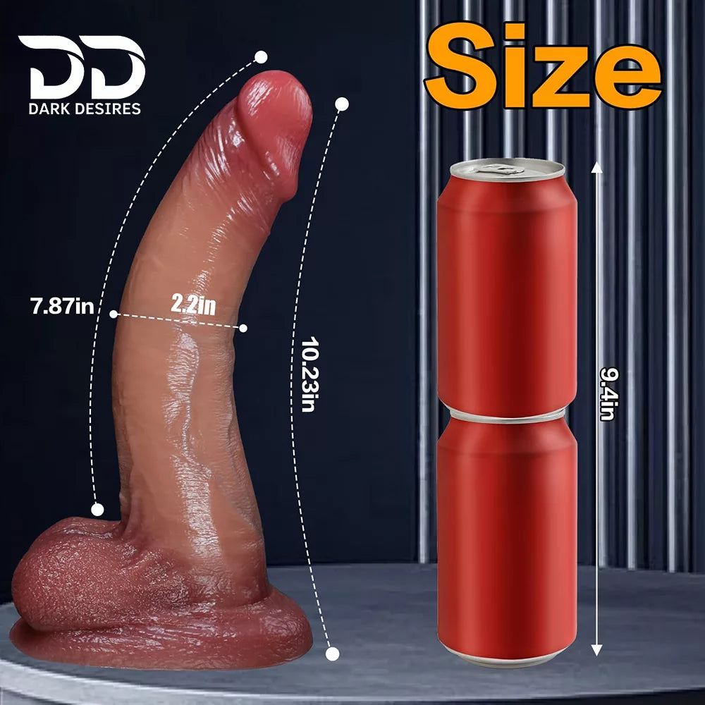10 inch realistic foreskin dildo with sliding skin and balls design. Soft, lifelike, and body-safe for women skin color Buy Dildo online in India by DarkDesires