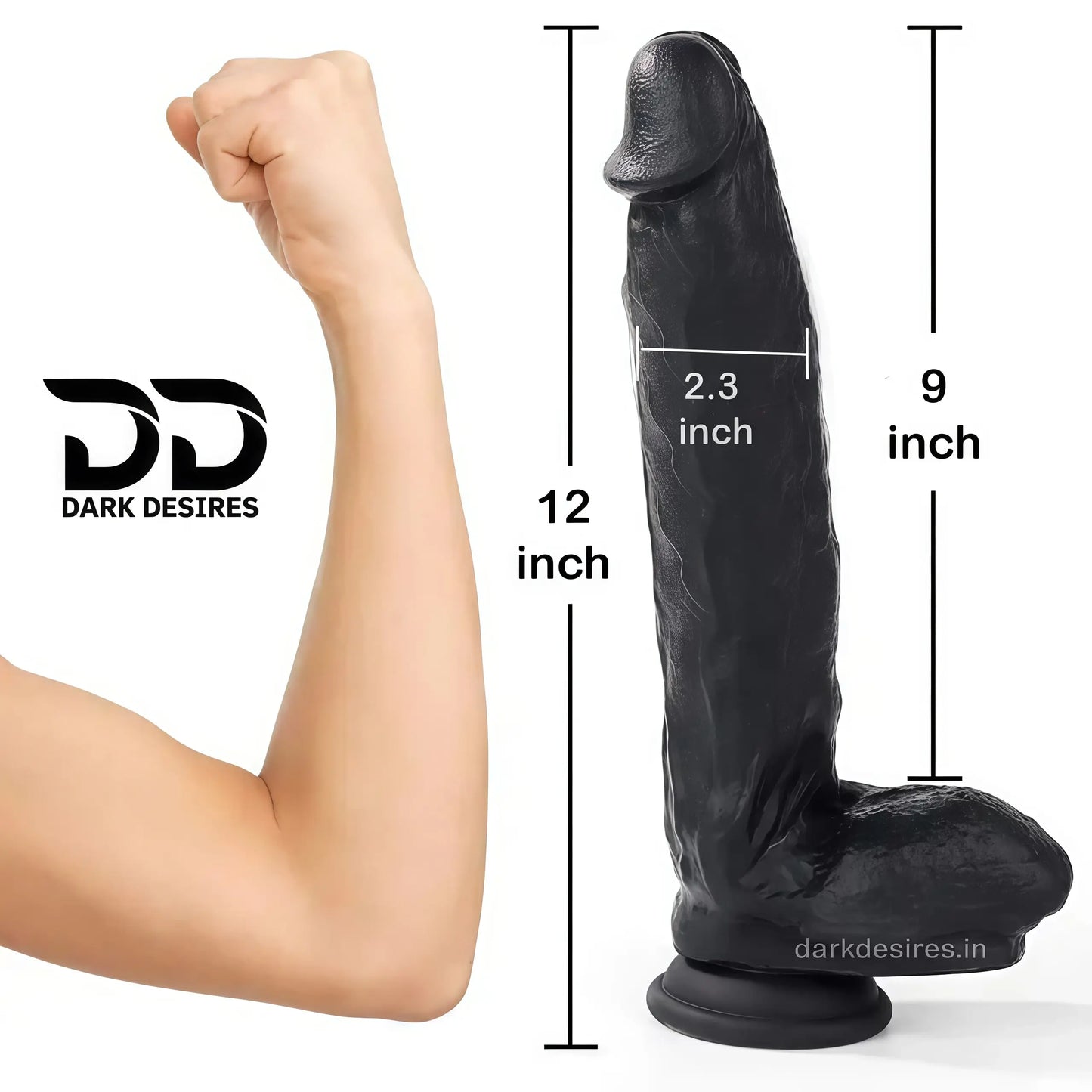 Body-safe dildo with smooth finish and suction base