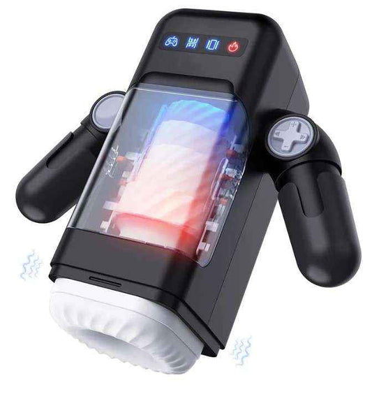 Amovibe automatic male masturbator cup with 10 thrusting and vibration modes, heating function, and phone holder black color DarkDesires automatic male masturbator india