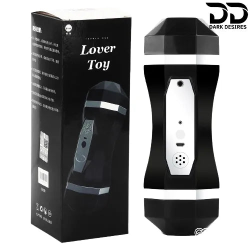 Automatic Male Masturbator 2 in 1 Realistic Vagina and Mouth Vibration and Sucking Pocket Pussy Male Stroker Black India By DarkDesires