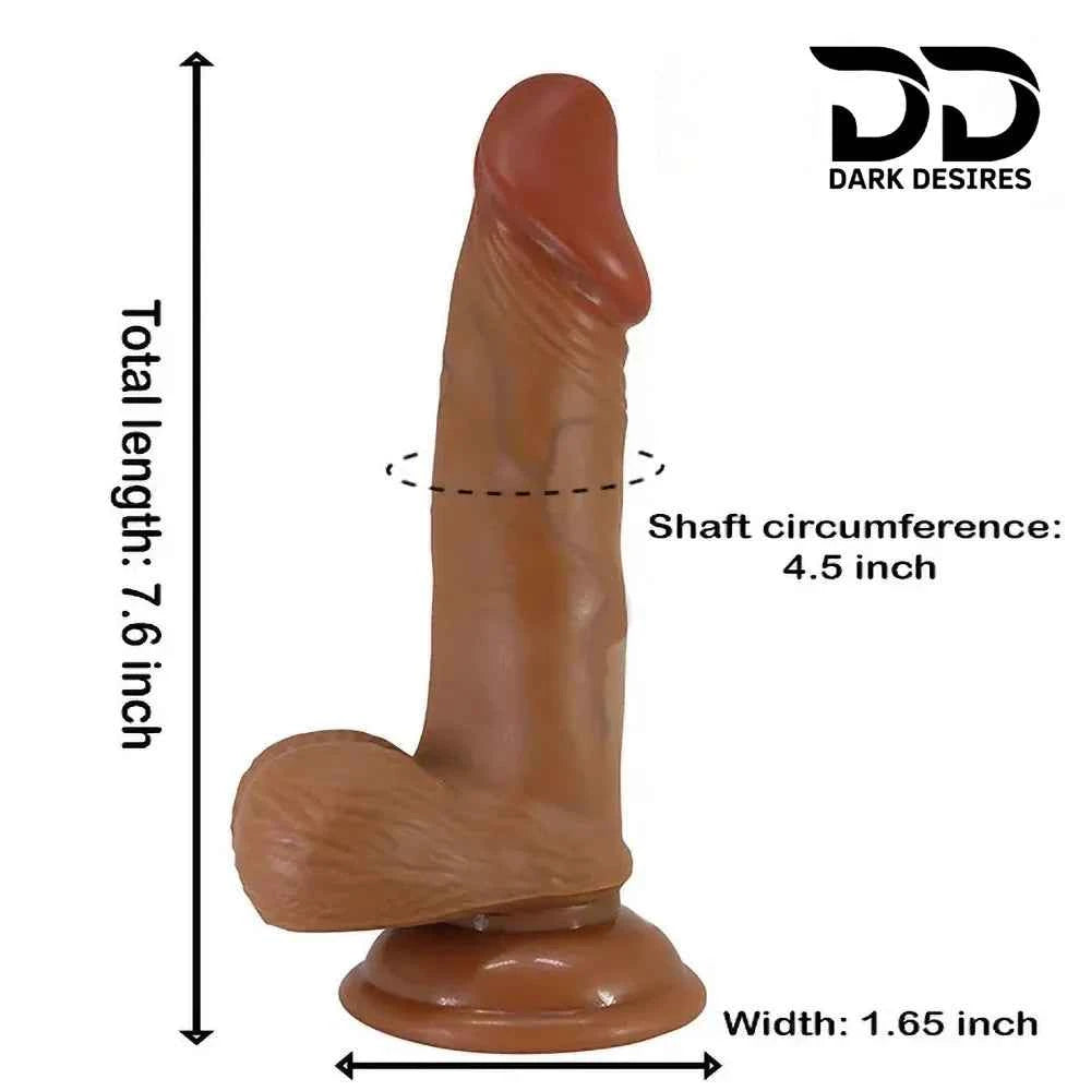 Baile 7.6 Inch Realistic Vibrating Silicone Dildo with Sliding Skin – Dual Density