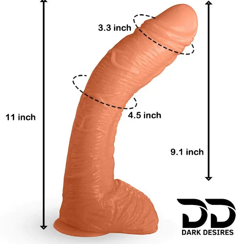 11 inch bent realistic curved vibrating dildo suction cup Skin Tone India by DarkDesires