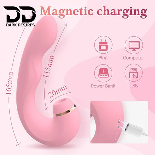 10 mode air pulse dual stimulation clitoral suction vibrator massager pink color India by Darkdesires