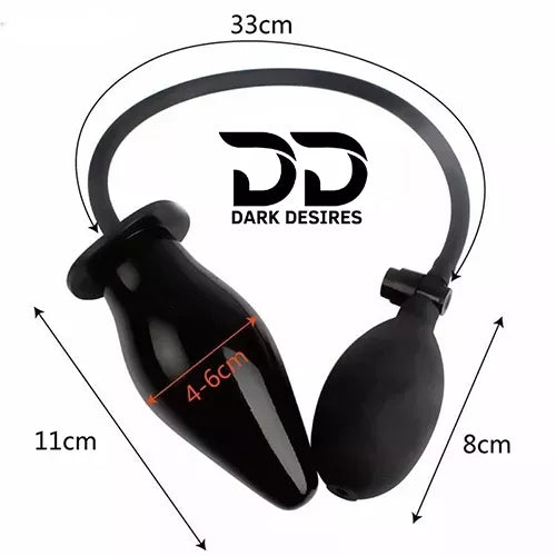 inflatable butt plug with air filling pump for adults. Adjustable, soft, and comfortable for beginners and experienced users black color DarkDesires