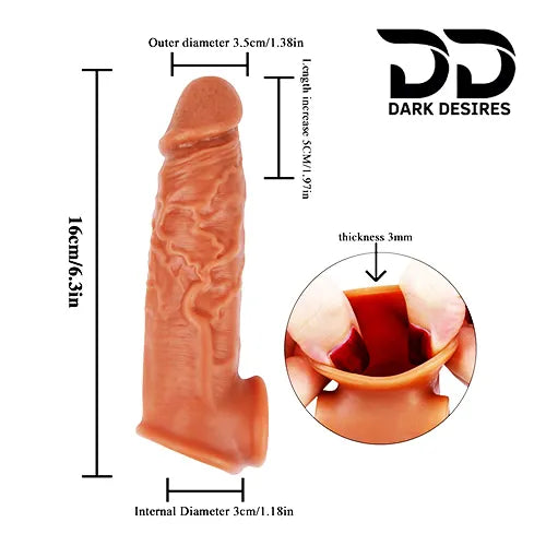 6 inch double hole penis sleeve brown Silicon girth extender penis sleeve India cock sleeve india by DarkDesires penis sleeve in India
