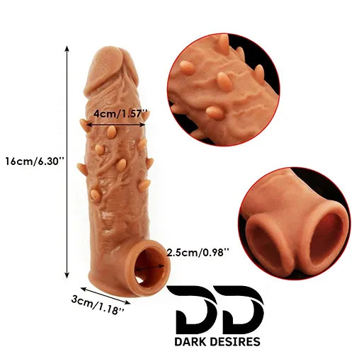 double hole spike textured penis sleeve dragon condom silicone sleeve Skin Tone India by DarkDesires