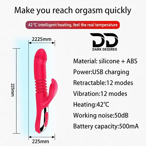 12 speed thrusting g spot clitoral rabbit vibrator Red India by DarkDesires