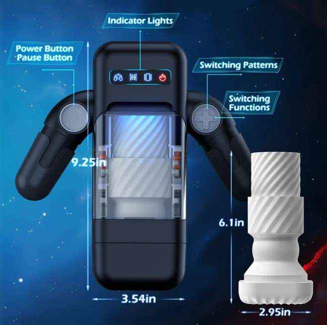 Amovibe automatic male masturbator cup with 10 thrusting and vibration modes, heating function, and phone holder black color DarkDesires automatic male masturbator india