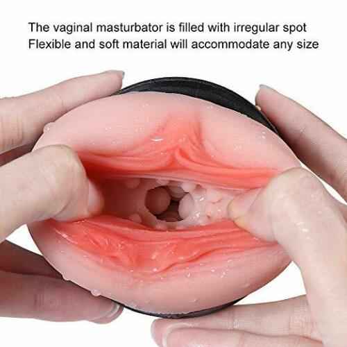 Close angle of relastic vagina Portable Beer Bottle Pussy - Soft Real Vagina flesh tone color Bottle in Vagina Masturbator by DarkDesires