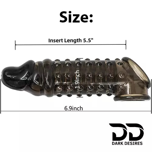 dotted double hole penis sleeve india cock sleeve with dragon condom Reusable, stretchy, and comfortable for enhanced performance black color DarkDesires