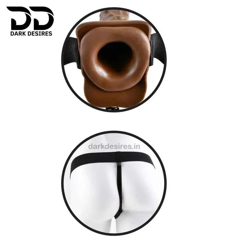 Hollow Strap-On Dildo with Vibration – Adjustable & Body-Safe