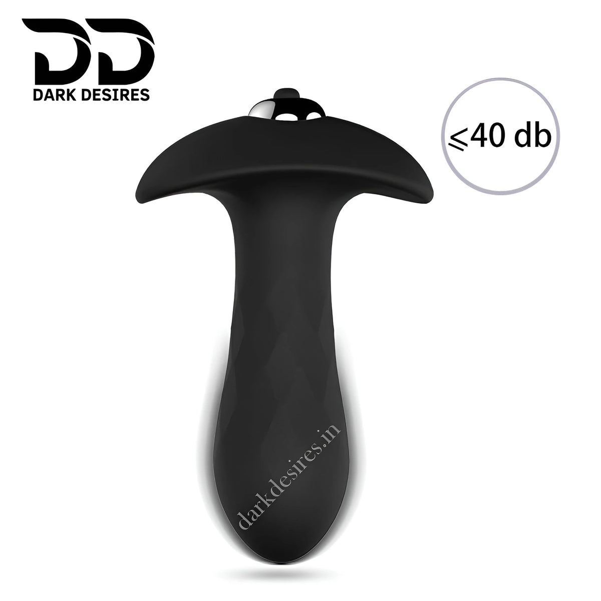 vibrating prostate butt plug device with 'Dark Desires' branding on a white background