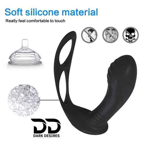Remote Control Prostate Massager with Penis Ring – 10 Speed Vibration