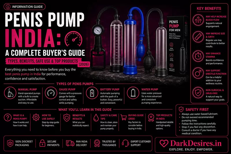 Discover how to choose and use a penis pump in India safely. Compare types, benefits, sizing, and expert tips before you buy. darkdesires