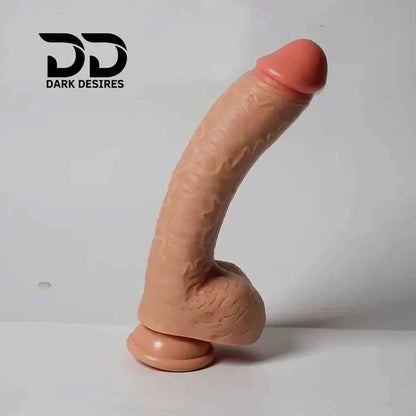 10 Inch Curved Realistic Silicone Dildo – Skin Tone with Suction Cup
