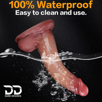 10 inch realistic foreskin dildo with sliding skin and balls design. Soft, lifelike, and body-safe for women skin color Buy Dildo online in India by DarkDesires