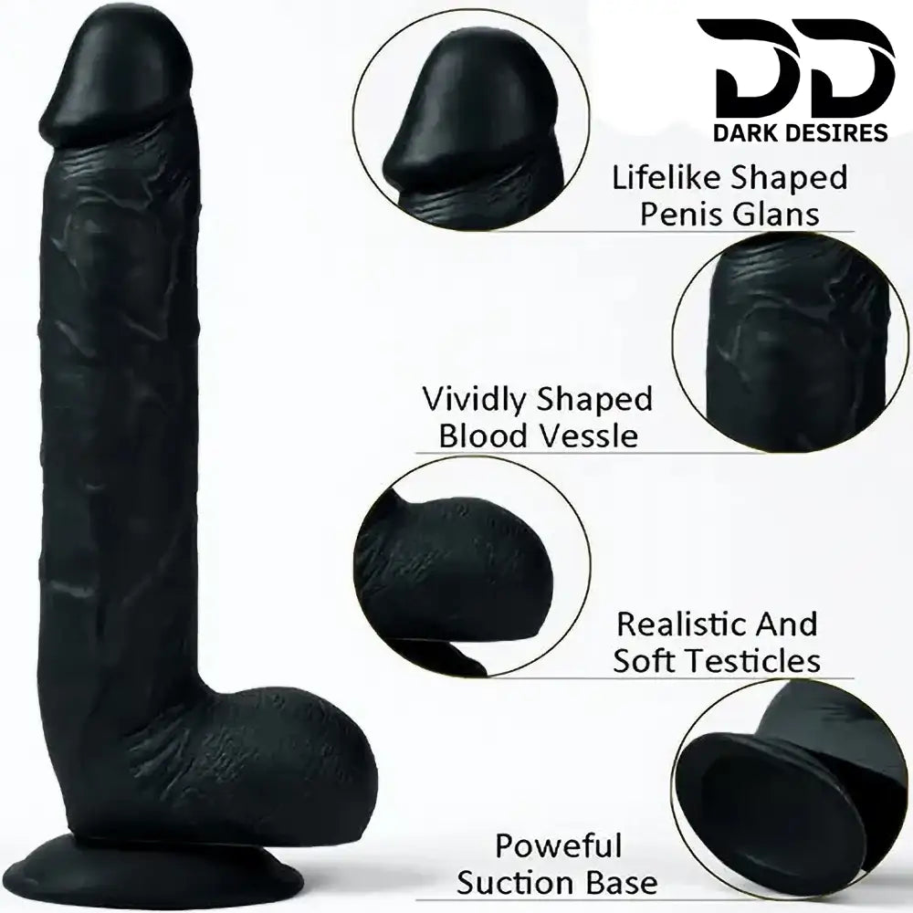 11 inch thick realistic silicone black dildo india by Darkdesires