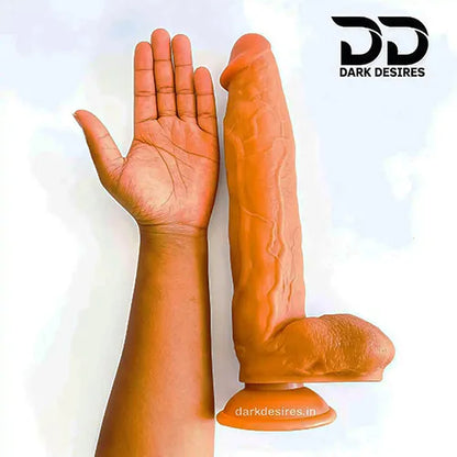 12 Inch Extra Long huge Realistic Strap-On Dildo Flesh Tone Silicone India by DarkDesires