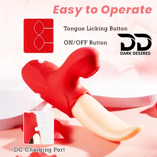 2 in 1 flapping tongue licking clitoral suction vibrator massager Red Color India by DarkDesires
