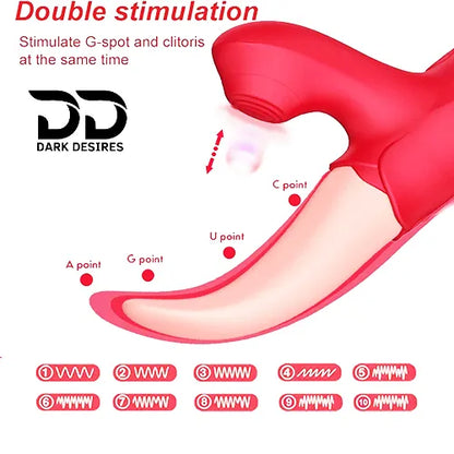 2 in 1 flapping tongue licking clitoral suction vibrator massager Red Color India by DarkDesires