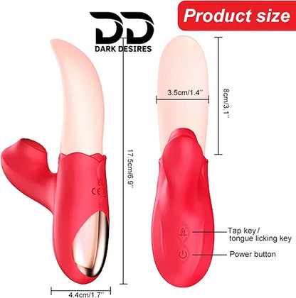 2 in 1 flapping tongue licking clitoral suction vibrator massager Red Color India by DarkDesires
