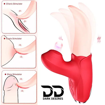 2 in 1 flapping tongue licking clitoral suction vibrator massager Red Color India by DarkDesires