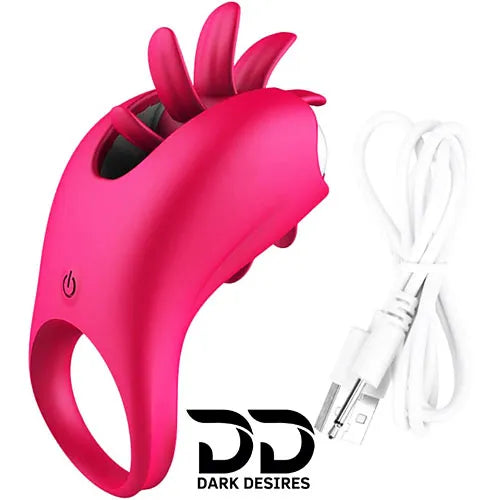 2 in 1 vibrating gspot tongue licking  penis ring Pinl Color Cook Ring India by DarkDesires