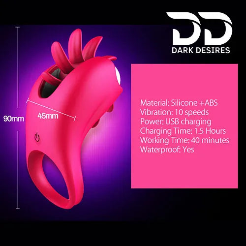 2 in 1 vibrating gspot tongue licking  penis ring Pinl Color Cook Ring India by DarkDesires