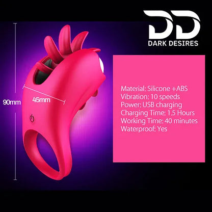 2 in 1 vibrating gspot tongue licking  penis ring Pinl Color Cook Ring India by DarkDesires