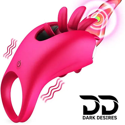 2 in 1 vibrating gspot tongue licking  penis ring Pinl Color Cook Ring India by DarkDesires