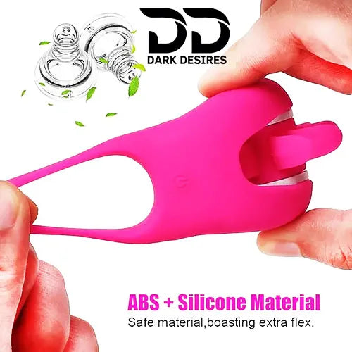2 in 1 vibrating gspot tongue licking  penis ring Pinl Color Cook Ring India by DarkDesires