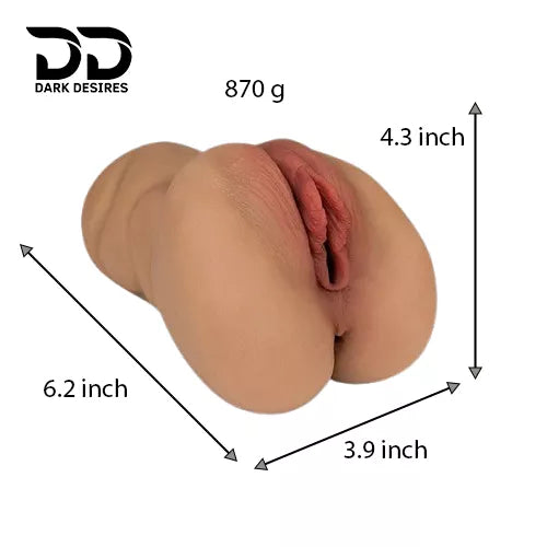 2 in 1  Pocket Pussy with Realistic Textured Vagina and Tight Anus light brown Tone India By DarkDesires