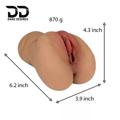 2 in 1  Pocket Pussy with Realistic Textured Vagina and Tight Anus light brown Tone India By DarkDesires