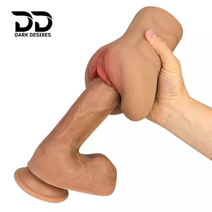 2 in 1  Pocket Pussy with Realistic Textured Vagina and Tight Anus light brown Tone India By DarkDesires