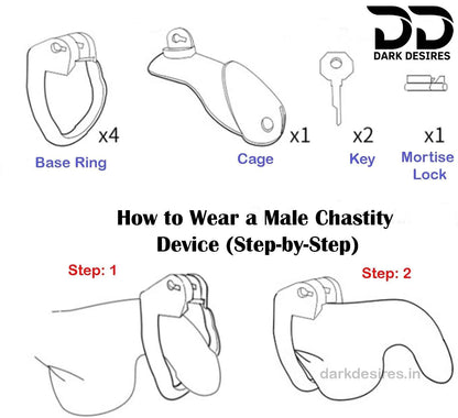 Adjustable Male Chastity Cage – Breathable Resin, 4 Ring Sizes