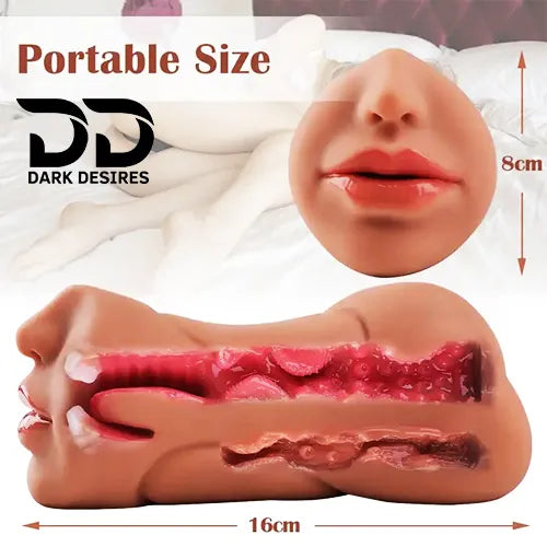 3 in 1 Realistic Pocket Pussy Tight Anus, Vagina & Mouth Masturbator Cup Skin Tone India DarkDesires