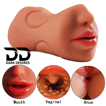 3 in 1 Realistic Pocket Pussy Tight Anus, Vagina & Mouth Masturbator Cup Skin Tone India DarkDesires
