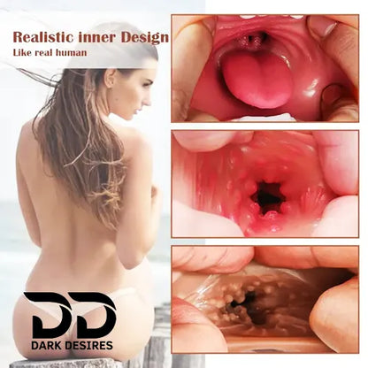 3 in 1 Realistic Pocket Pussy Tight Anus, Vagina & Mouth Masturbator Cup Skin Tone India DarkDesires