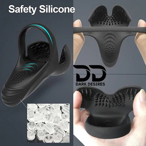 3 in 1 silicone cock ring vibrating penis cock ring Black Color India by DarkDesires