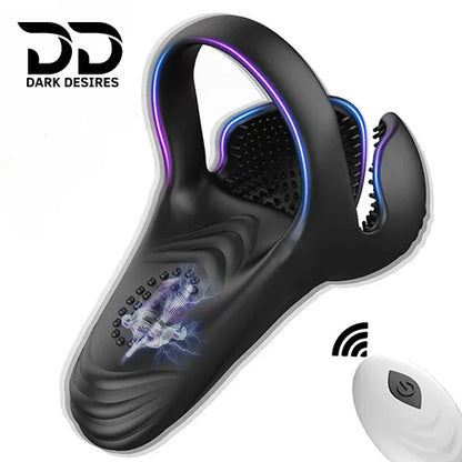 3 in 1 silicone cock ring vibrating penis cock ring Black Color India by DarkDesires