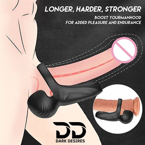 3 in 1 silicone cock ring vibrating penis cock ring Black Color India by DarkDesires