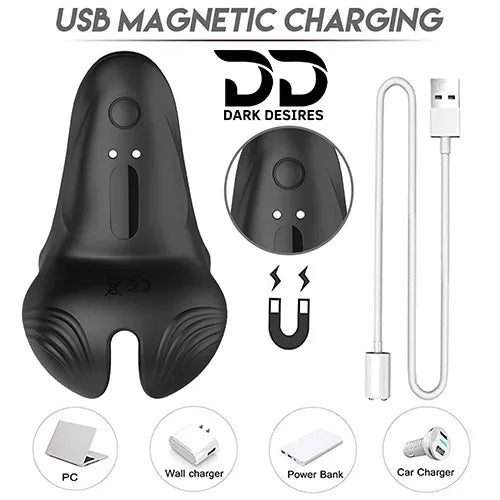 3 in 1 silicone cock ring vibrating penis cock ring Black Color India by DarkDesires
