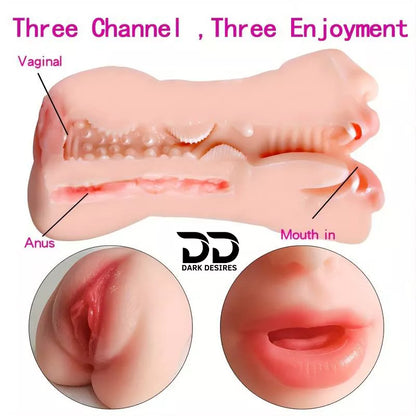 3 in 1 Realistic Tight Anus, Vagina & Mouth  Pocket Pussy Masturbator Cup flesh Tone soft and elastic material India DarkDesires