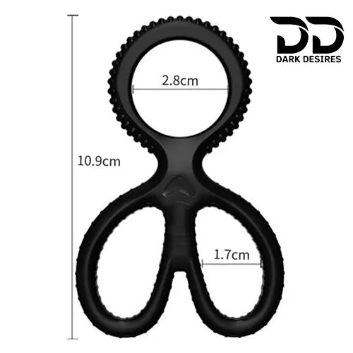 3 ring silicone penis ring with ball support and delay function for men. Enhances stamina, control, and performance black color Penis Ring India Darkdesires
