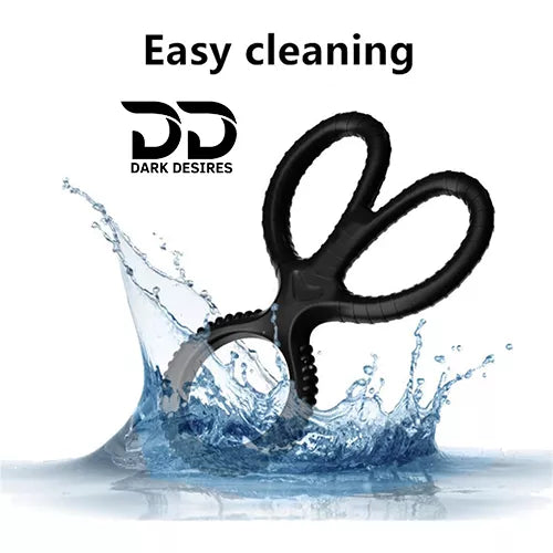 3 ring silicone penis ring with ball support and delay function for men. Enhances stamina, control, and performance black color Penis Ring India Darkdesires