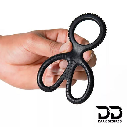 3 ring silicone penis ring with ball support and delay function for men. Enhances stamina, control, and performance black color Penis Ring India Darkdesires