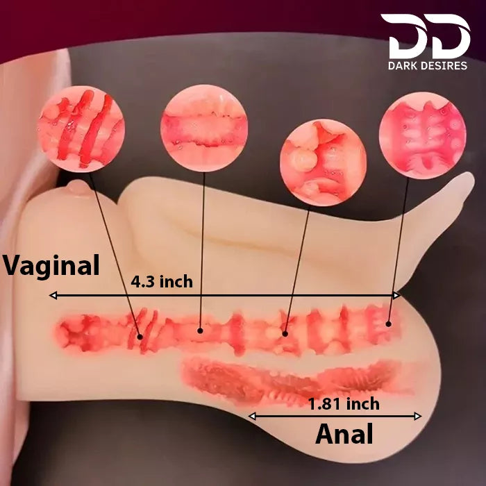 3D realistic mini sex doll masturbator with vagina, anal, and big breast design. Soft, lifelike, and easy to clean skin color sex doll in india by darkdesires