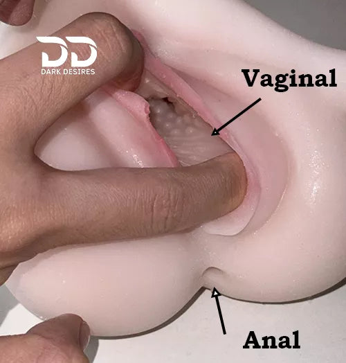 3D realistic mini sex doll masturbator with vagina, anal, and big breast design. Soft, lifelike, and easy to clean skin color sex doll in india by darkdesires
