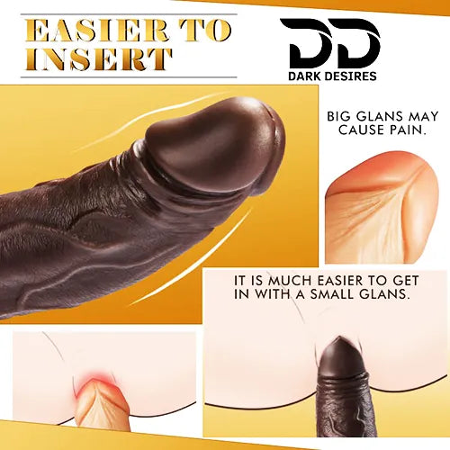 4-in-1 Remote Control 9 inch Strap-On Dildo Thrusting, Vibrating, swinging, Heating Massager Brown Tone India By DarkDesires
