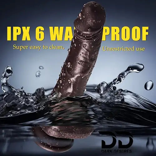 4-in-1 Remote Control 9 inch Strap-On Dildo Thrusting, Vibrating, swinging, Heating Massager Brown Tone India By DarkDesires